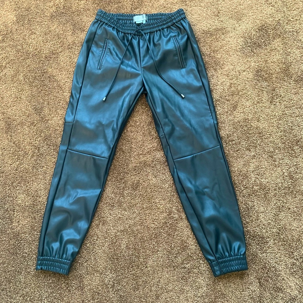 Anthropologie faux leather joggers